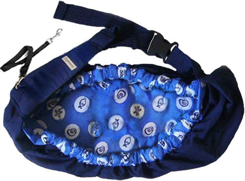 OrgMemory Pet Sling Carrier, Adjustable Sling Bag, Small Dog Cat Outdoor Shoulder Carrier Bag (Blue Sea)