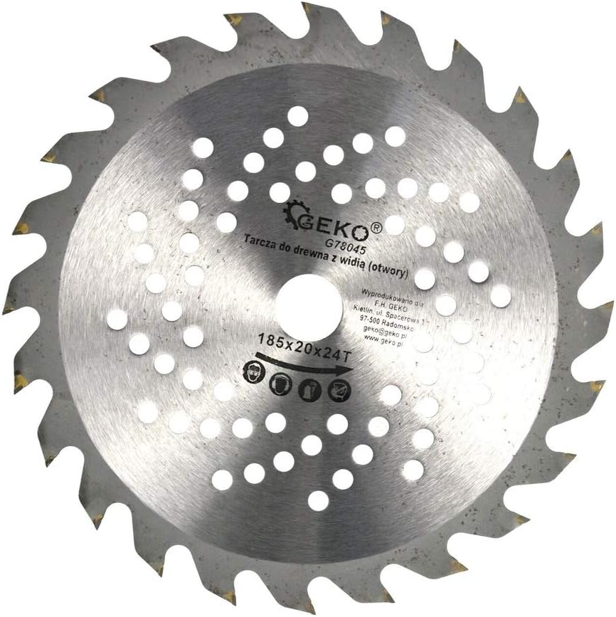 Geko G78045 Tct Circular Saw Blade With Holes 185 mm x 20 mm x 24 T (Pack of 12)