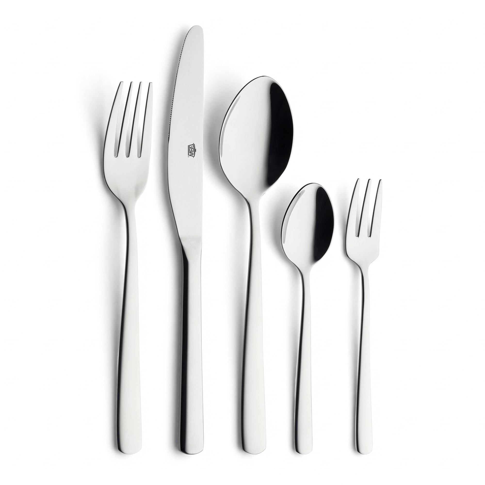 GSW Besteck-Set 60-tlg. – Modernes Set für 12 Personen, gefertigt aus rostfreiem Edelstahl, Essbesteck-Set besteht aus Messer, Gabel, Löffel – spülmaschinengeeignet