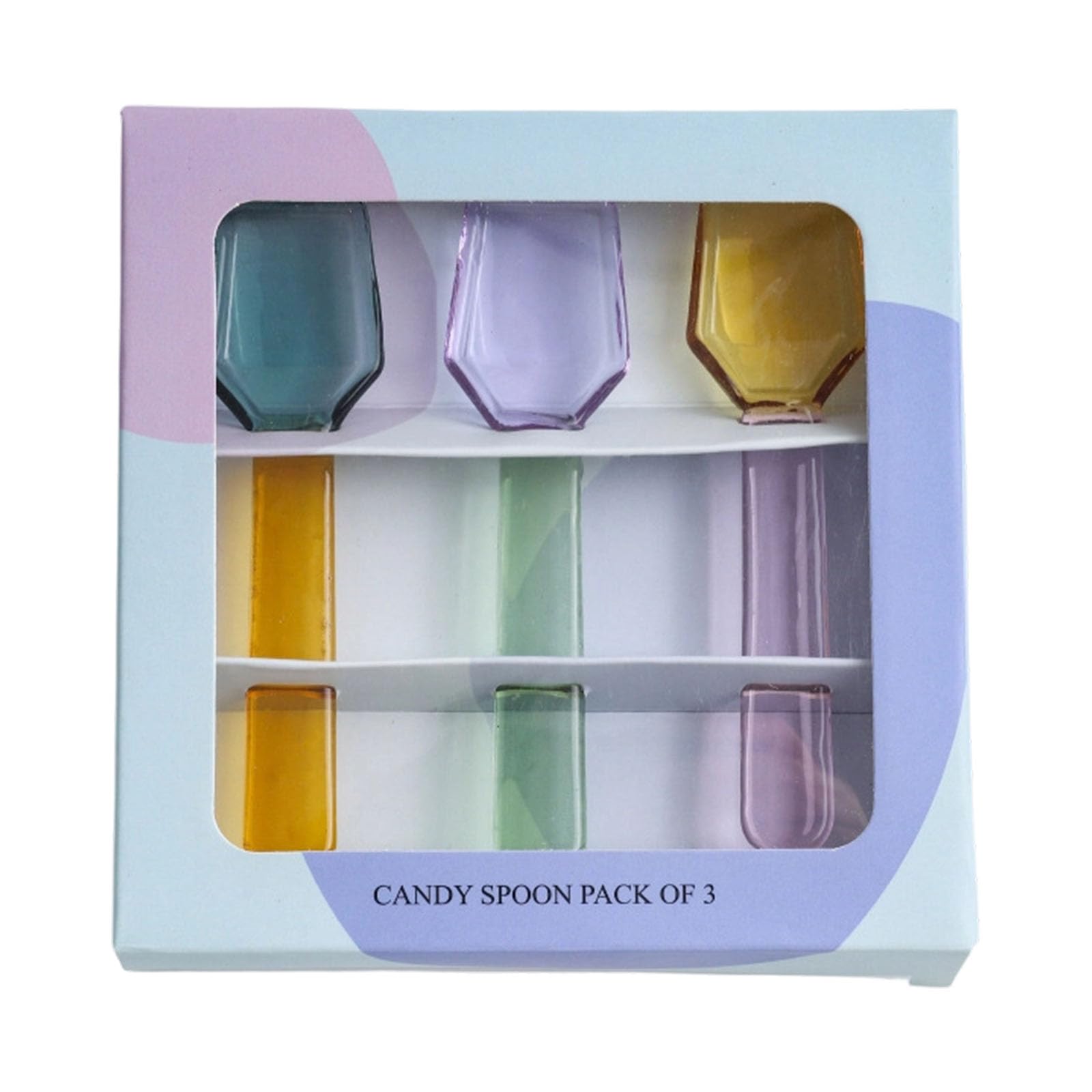 MURYE Glass Spoon for Dessert Snacks Candy Colorful and Easy to Carry Heat and Cold Resistant Meal Scoops Multipurpose Dessert Spoon