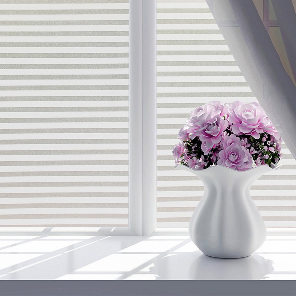 Bluelans Bluelans® Non-Adhesive No-Glue Window Film Decorative Privacy Static Clings Flower Pattern Frosted Glass Window Film Sticker 45Cm X 100Cm For Home Bathroom Kitchen Office (45 * 100Cm, Strip)