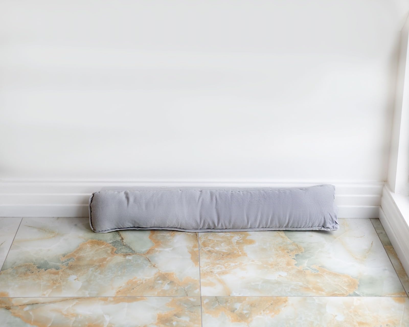 Door Draught Excluder - Under Door Stops Decorative Wind Stopper 92cm for Door & Window, Door Draft Stopper Snake Insects & Noise Stopper Blocker for Bottom of Door - Pack 1 (Silver)