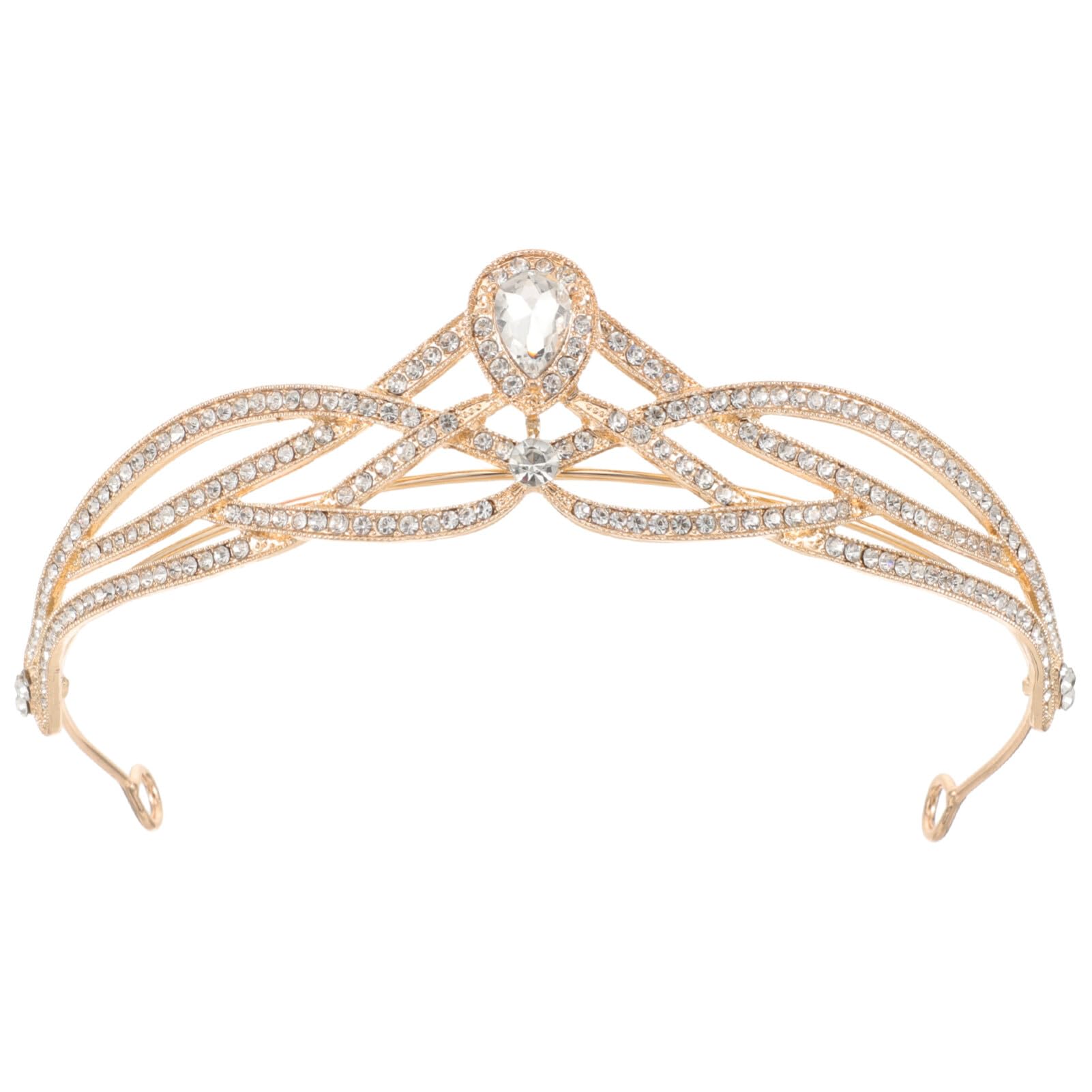 Beaupretty Baroque Crown Headband Wedding Bridal Crystal Crown Halloween Gemstone Tiara for Women Girls Supplies Golden