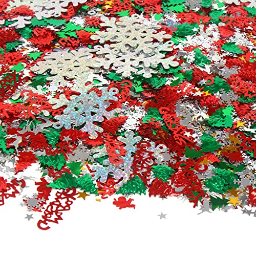 Image of FOIMAS 7200pcs Christmas Confetti,Snowflake Santa Claus Metallic Foil Sequins Glitter Table Scatters for Party Decoration