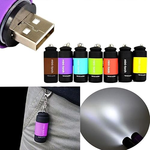 Miniatura 7 de Mini llavero recargable, linterna LED pequeña colorida para niñosadultos, senderismo, campamento, linterna de bolsillo impermeable para niños para