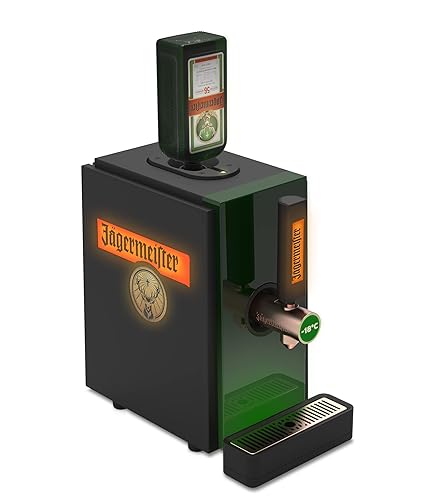 Jägermeister Shot Machine 2.0 – Kräuterlikör bei -18°C zapfen – Meisterhafte Shots servieren – Die Zapfmaschine mit Kühlung passt auf Flaschengrößen 0,35l - 0,5l - 0,7l - 1l – 22,0 x 39,5 x 40,7 cm - Single
