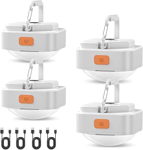 Luces de campamento recargables FLY2SKY 4 piezas de luces blancas de tienda de campaña mini linterna portátil LED linterna de campamento equipo de