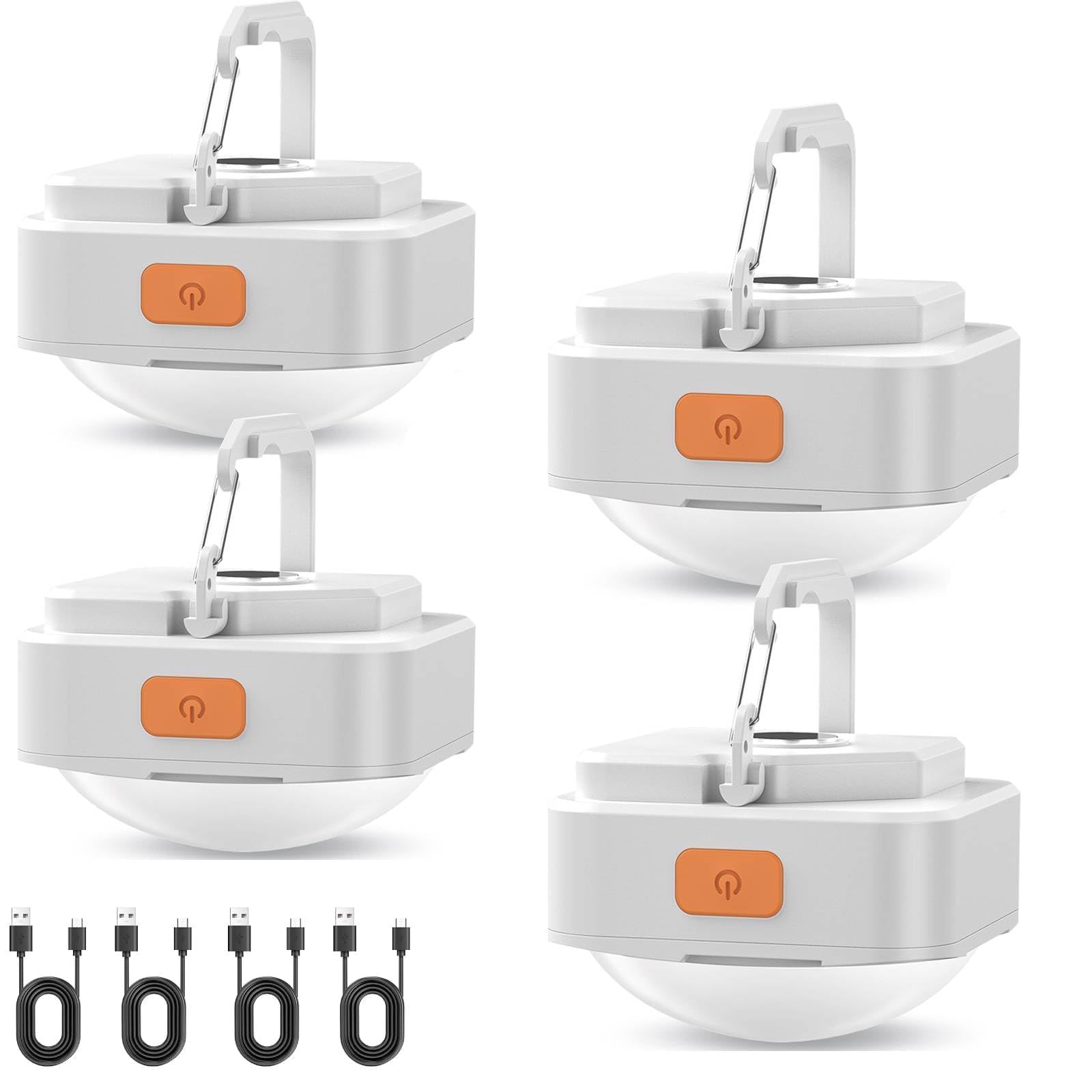 Rechargeable Camping Lights FLY2SKY 4Pcs White Tent Lights Mini Flashlight Portable LED Camping Lantern Survival Gear Camping Accessories for Hiking Backpacking Fishing Hurricane Emergency Outage