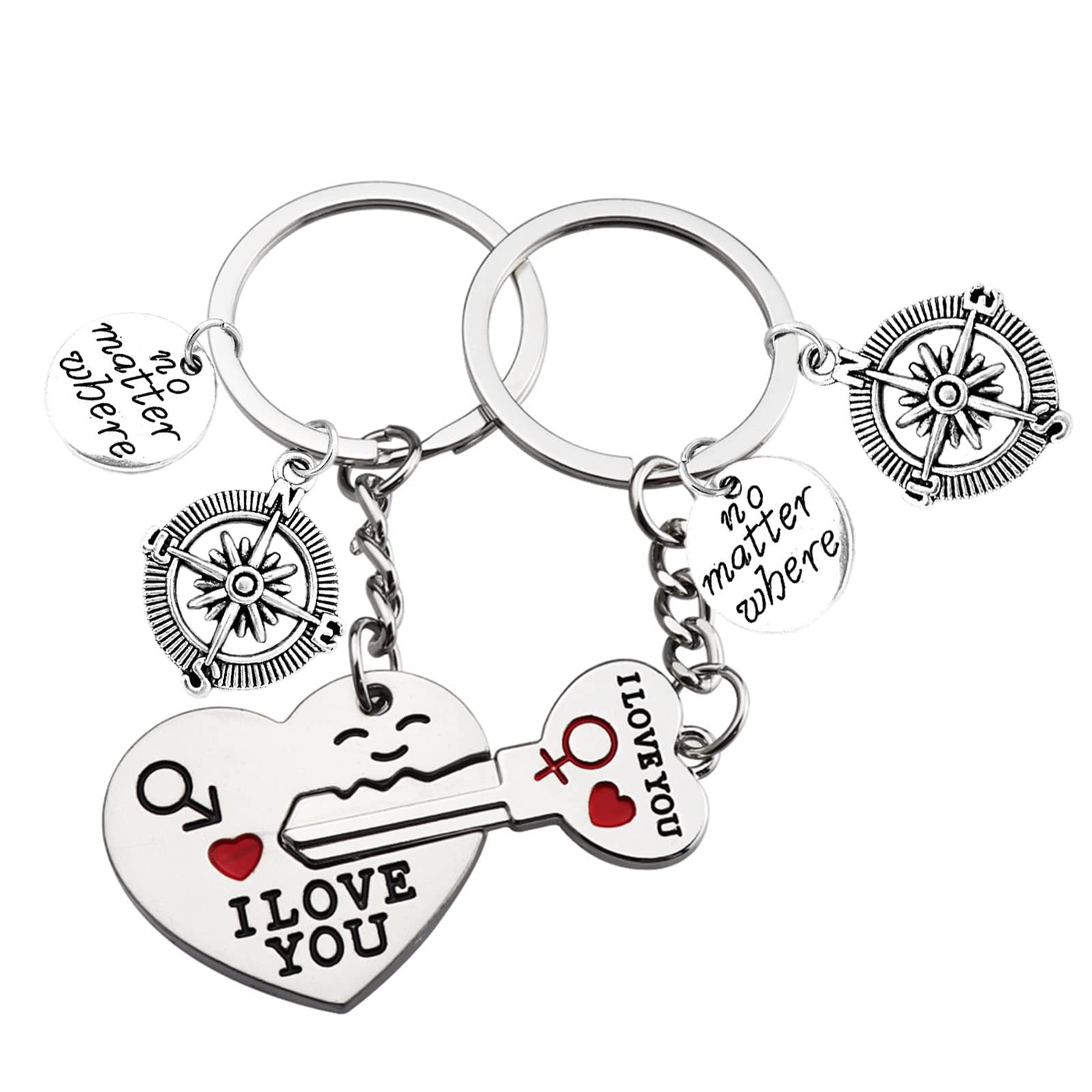 Key Chain for Valentine's Day Christmas Halloween Thanksgiving Heart Key No Matter Where Couple Key Rings Party Favors Gifts