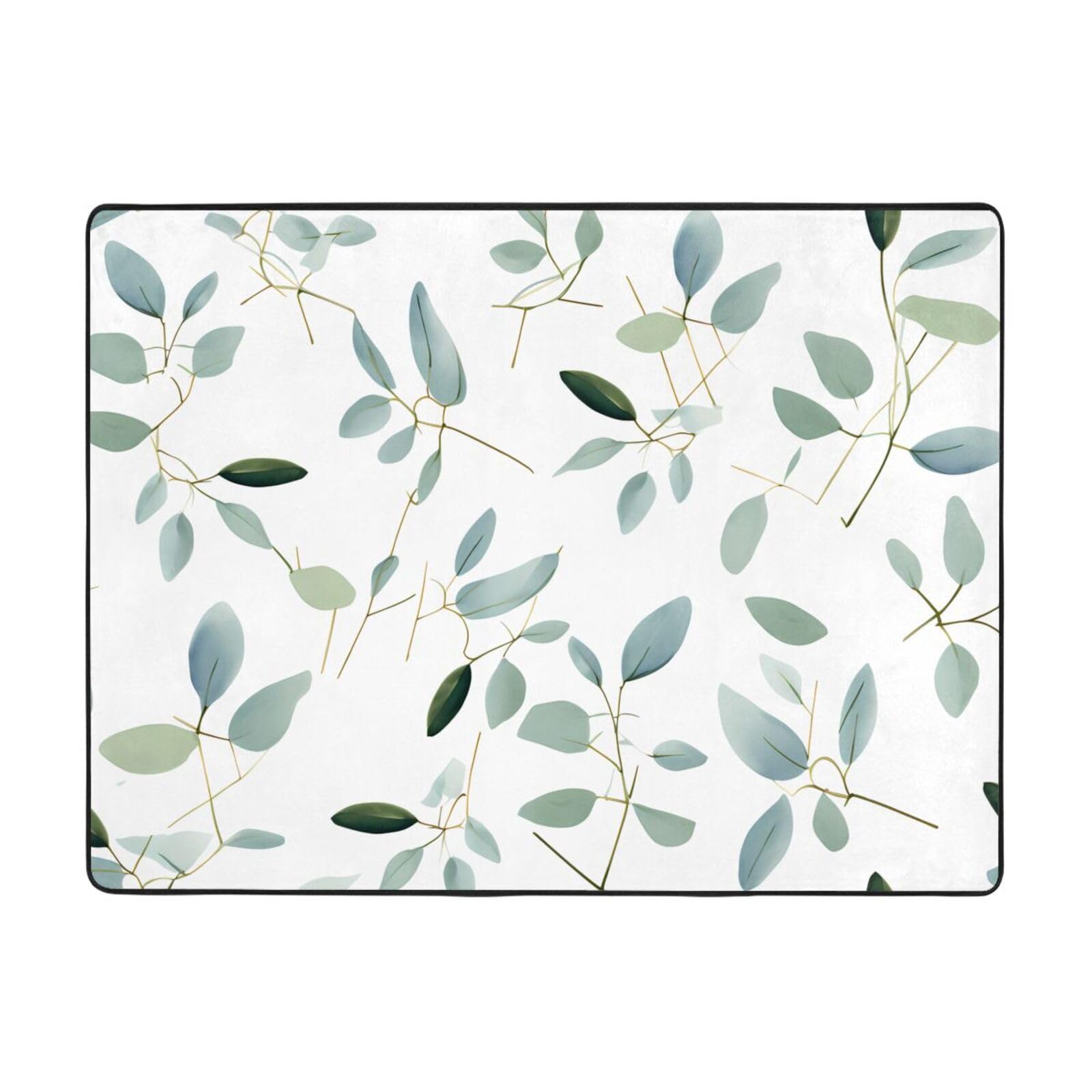 Tapis sol feuilles eucalyptus 160x121 cm velours