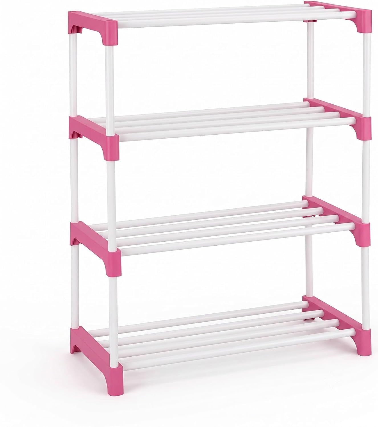 4 Tier Multipurpose Organizer for Home | Plastic Shoe Stand with Sturdy Tubes & Durable Plastic Connectors | Space Saving Shoe Storage Rack for Entryway, Bedroom, Closet, Living Room.-image-23