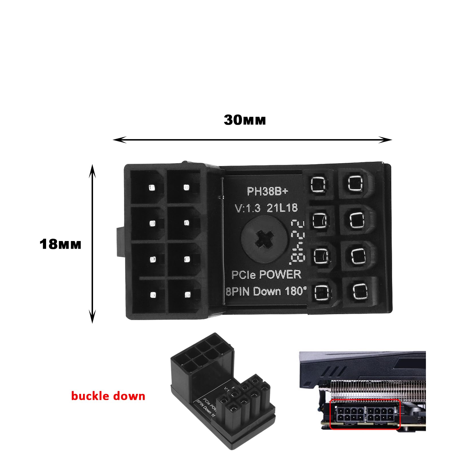 OTOTEC 3PCS ATX 8 Pin Maschio a Femmina 180 Gradi Angolo Adattatore GPU Giù Connettore Adattatore di Alimentazione Scheda Grafica Desktop Nero