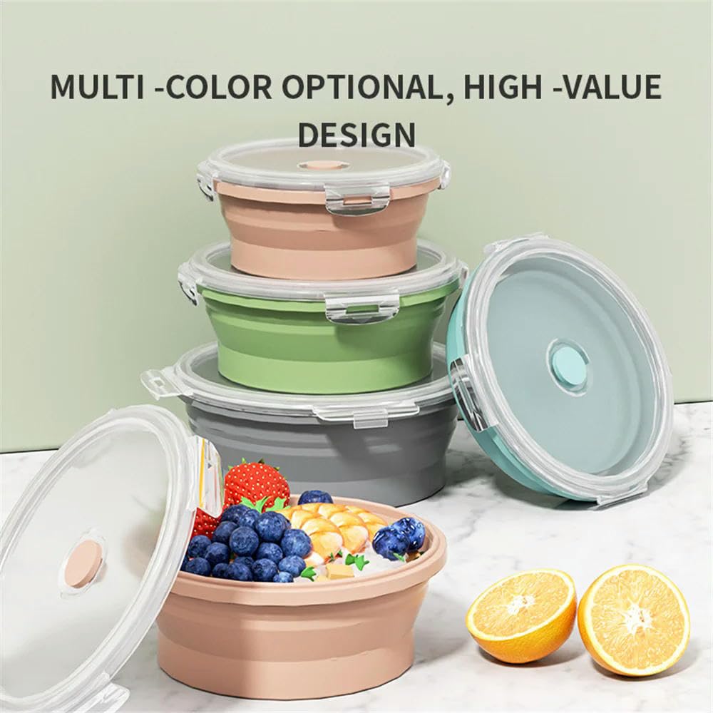 DYRBF - Set di contenitori per alimenti in silicone, pieghevoli, insalatiera con coperchio, portatile