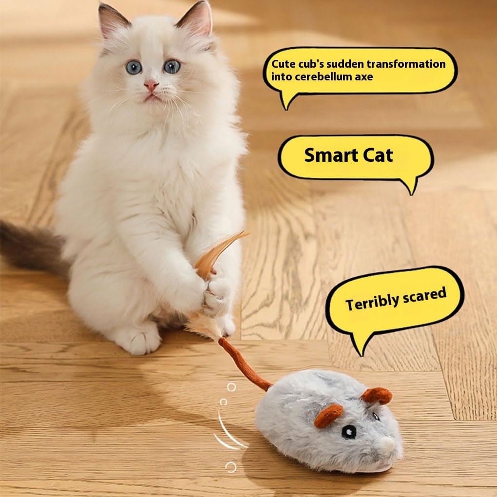 Juego de 10 ratones eléctricos interactivos para gatos, fáciles y duraderos, resistentes y duraderos, juguetes automáticos para gatos, juguetes eléctricos para gatos, color gris