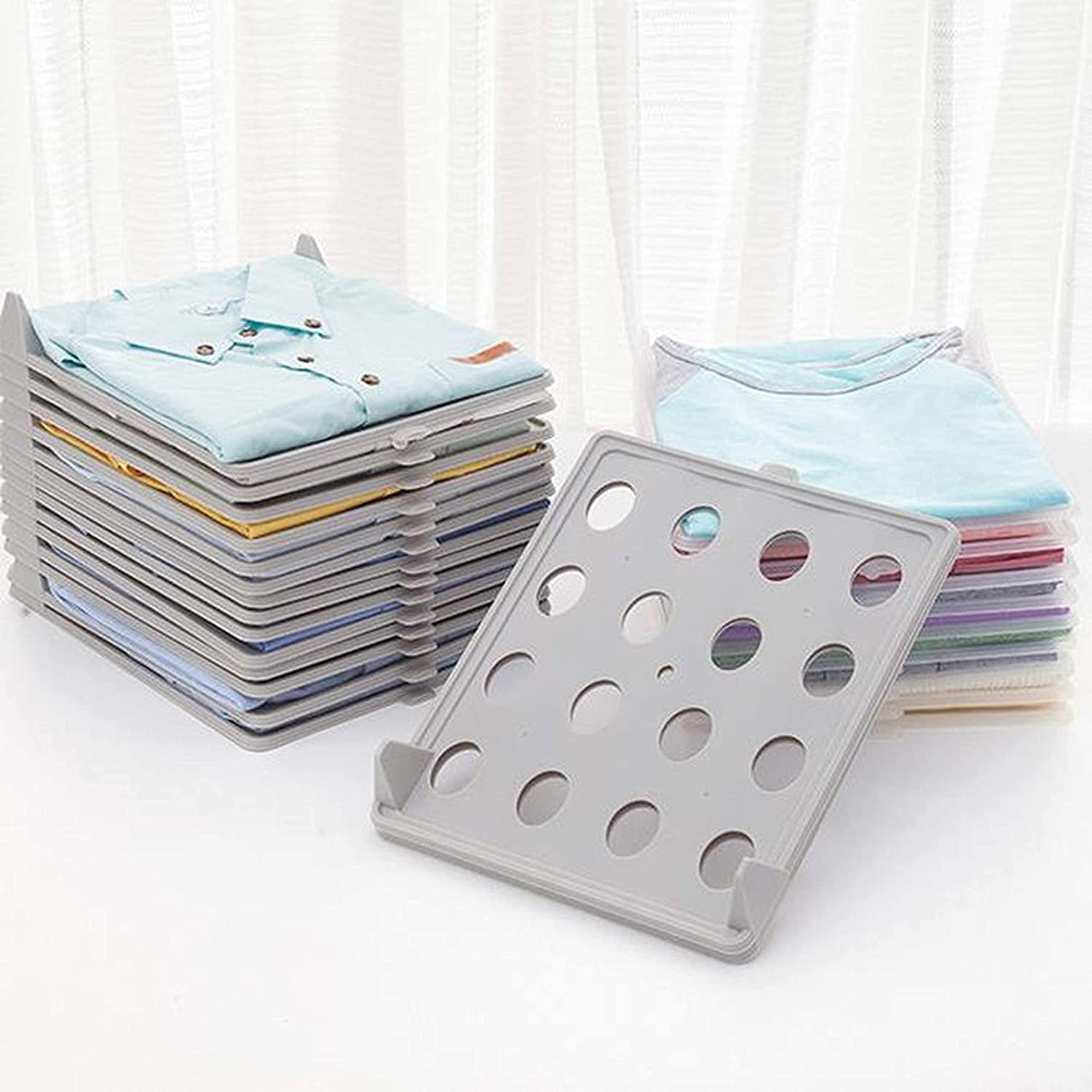 Brajin Shirt Organizer For Men 's - Women's T Shirt Organizer For Clothing Wardrobe Organizer For Clothes,Accessories Items (Plastic, Multicolor) (5)