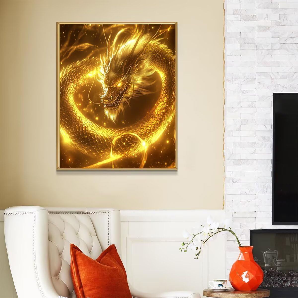 Dipingere con i Numeri Drago, Paint by Numbers Adulti Animale, Fai da te Creativi Adulti Quadri da Dipingere Numerati Kit per Decorazione Della Parete di Casa, Regalo 100x135 cm Senza Cornice 41-X