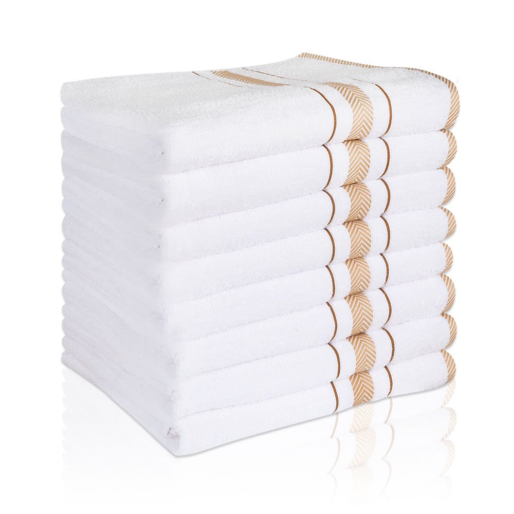 Handtuch-Set, ausbleichsicherWaschhandschuh, Gästetuch, Handtuch, Duschtuch, Badetuch, Saunatuch aus Frottee, Größe:8 Stück Badetuch, Farbe:weiß