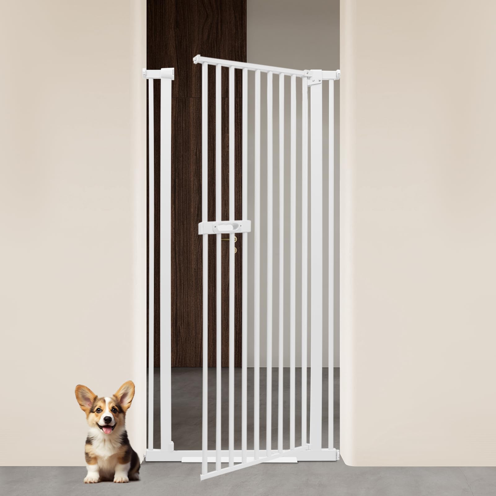 Cancello di Sicurezza per Animali Domestici Extra Alto e Estensibile, Barriera per Animali Domestici 150 cm di Altezza, Larghezza Regolabile da 76-85 cm, Apertura a Una Mano, Acciaio