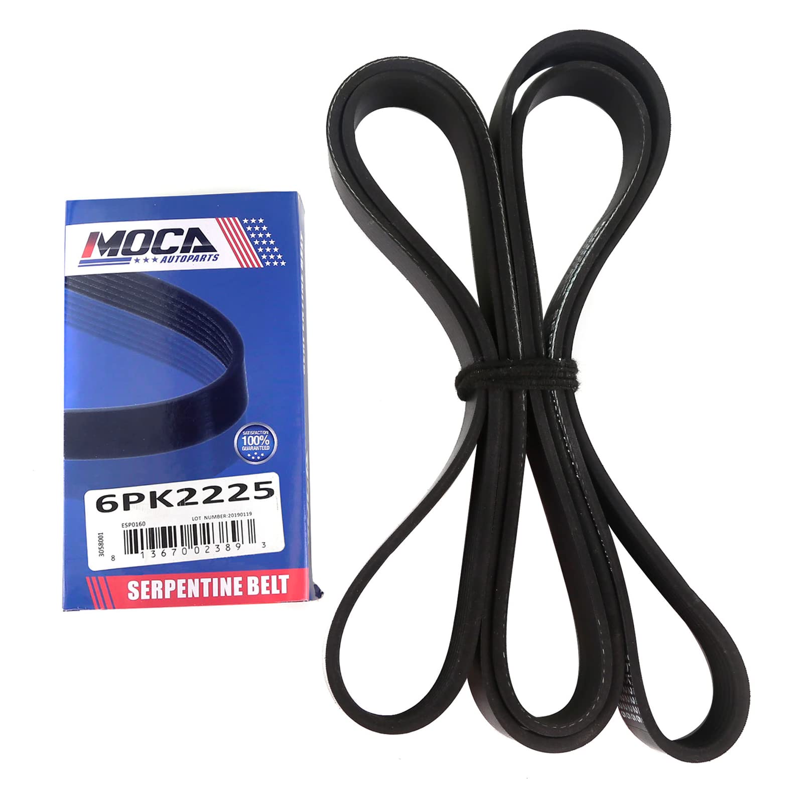 MOCA 6PK2225 EPDM Serpentine Belt Fits 99-07 for Chevrolet Express 1500 4.3L &amp; 12-15 for Mercedes-Benz ML350 3.5L &amp; 99-10 for GMC Savana 1500 4.3L &amp; 12-17 for Jeep Wrangler 3.6L