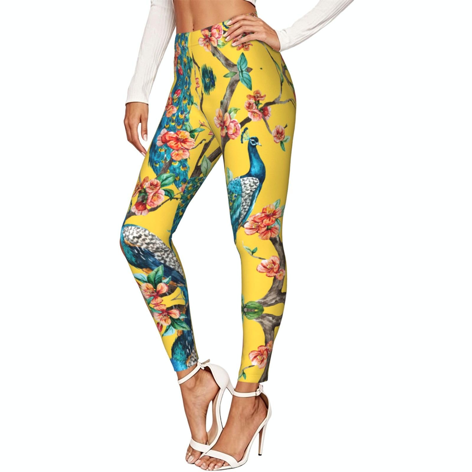 Leggings de compresión de pavo real con acabado premium suave 7