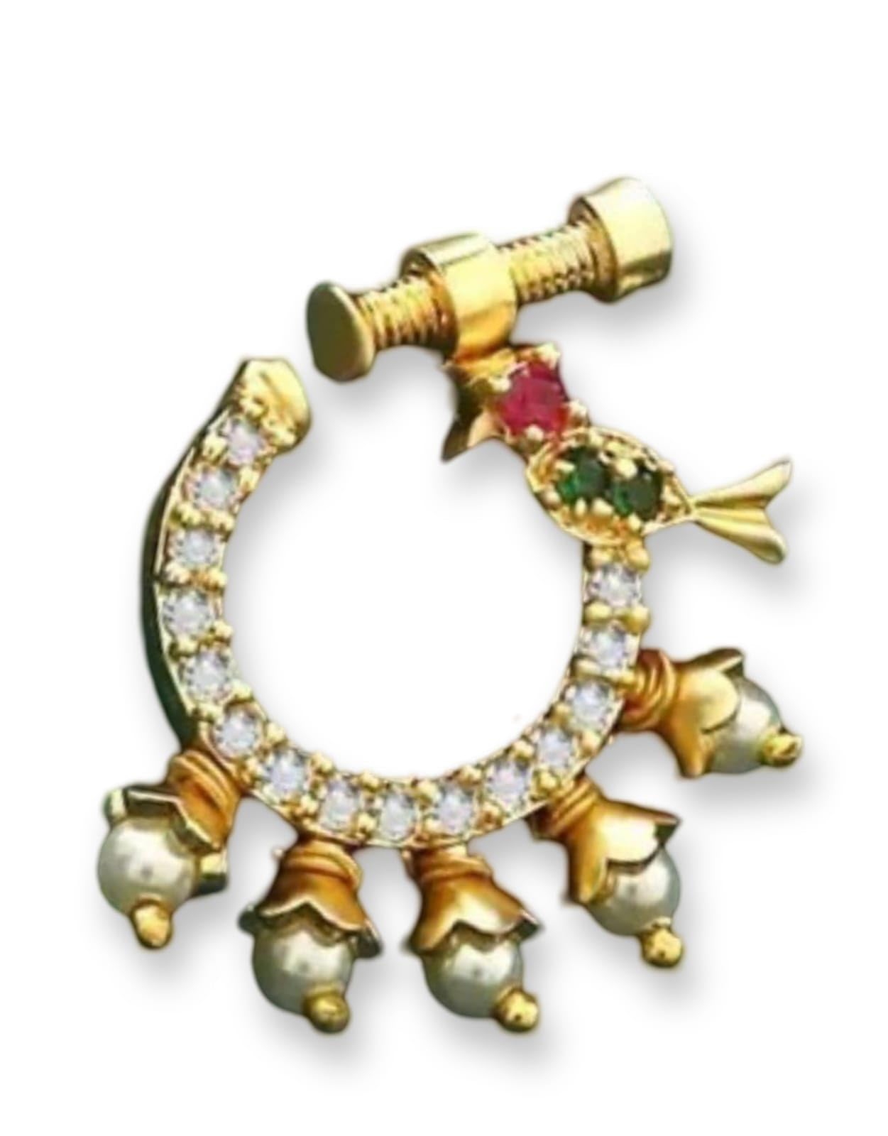 MYNA Nose ring or nath Nose Ring for Women Diamond Nose Pin Gold Plated Traditional Non Piercing Nose Rings for Women and Girls. (Gold) (B0DBQZ9KPD) Amazon Price History, Amazon Price Tracker