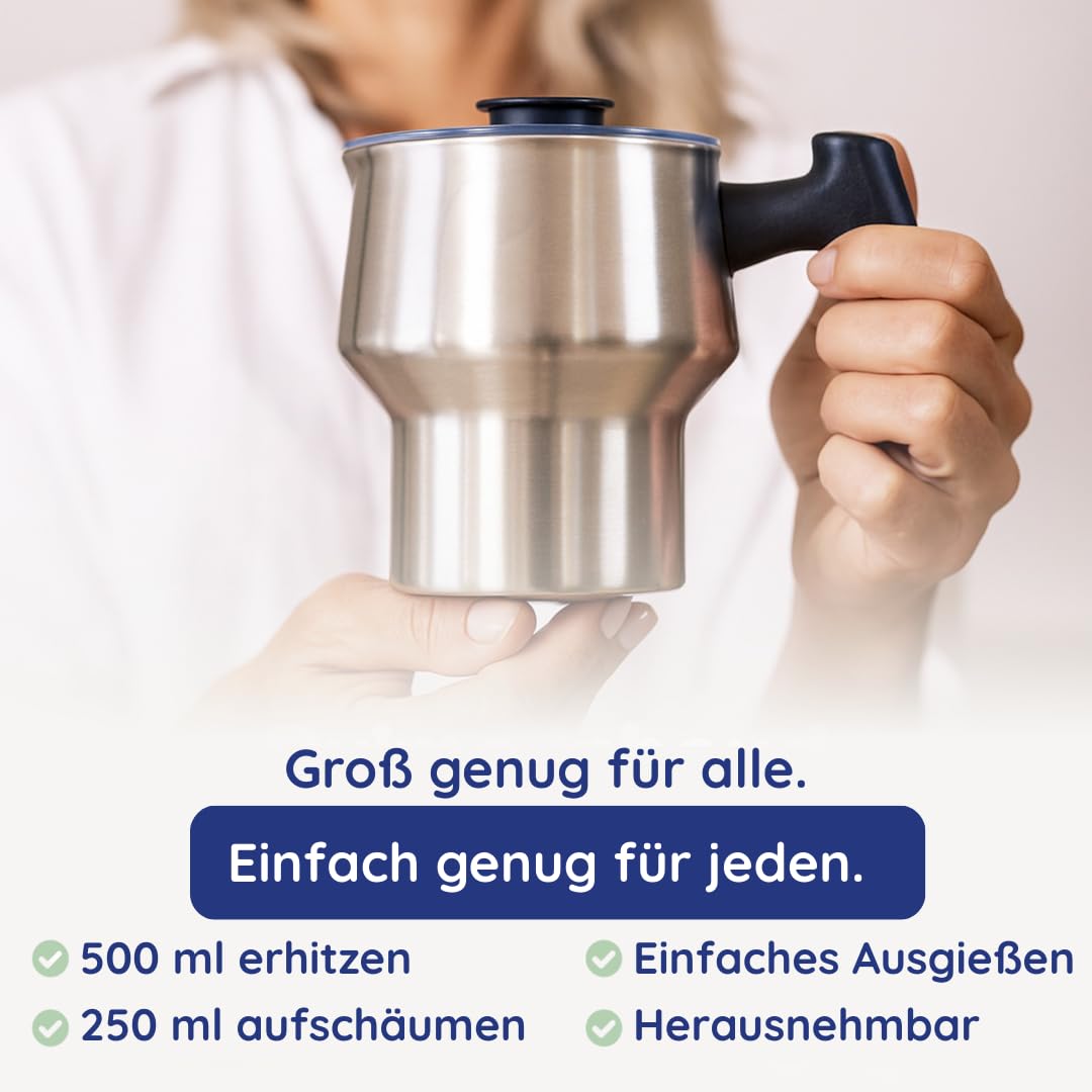 Safecourt Milchaufschäumer Elektrisch Spülmaschinenfest – [Abnehmbarer 400 ml Edelstahlbehälter] – Elektrischer Milchaufschäumer Induktion – [4 Modi & Temperaturdisplay] – Milchaufschäumer - Schwarz