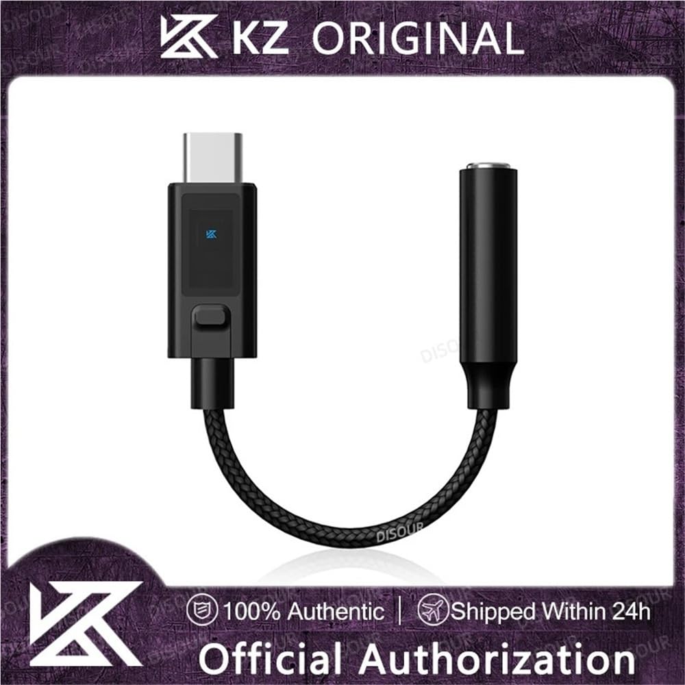 KZ AM02 - Adattatore audio da USB C a 3,5 mm, dongle DAC con modalità EQ a 4 stadi, amplificatore portatile per cuffie Hi-Fi, 96 kHz/24 bit, decodifica senza perdita per iPhone 15/telefoni