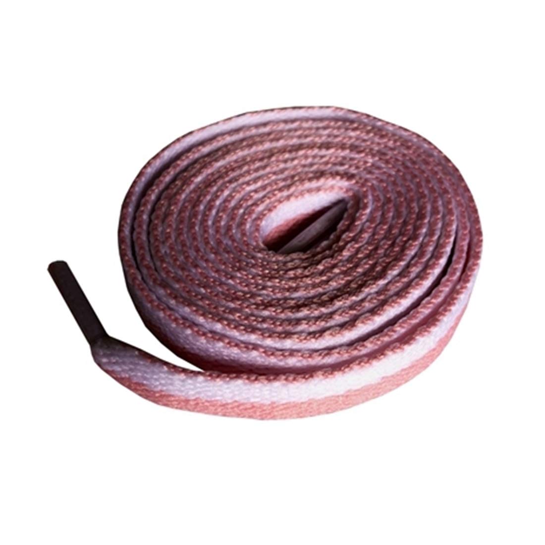 Flache Schnürsenkel, Elastische Flache Schnürsenkel aus Polyester, Mehrfarbig, 47 Zoll, for Turnschuhe, Sport- und Arbeitsschuhe(Pink and White)