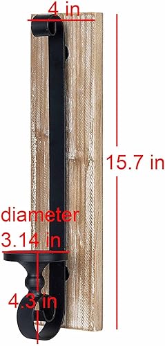 Miniatura 6 de Candelabro de pared (juego de 2) portavelas de metal y madera negro para colgar en la pared, candelabro de pared para sala de estar, baño, comedor