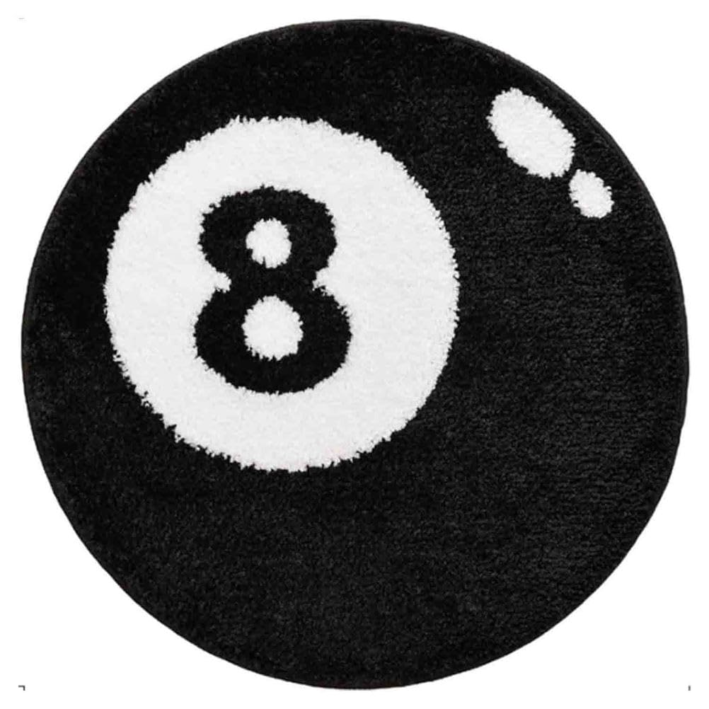 8 Ball Teppich Rutschfester Rund Ball Rug Für Schlafzimmer Wohnzimmer 8 Billard-Bodenteppich Weich Saugfähig Dekorativer Teppich,C Faux Cashmere,100cmx100cm