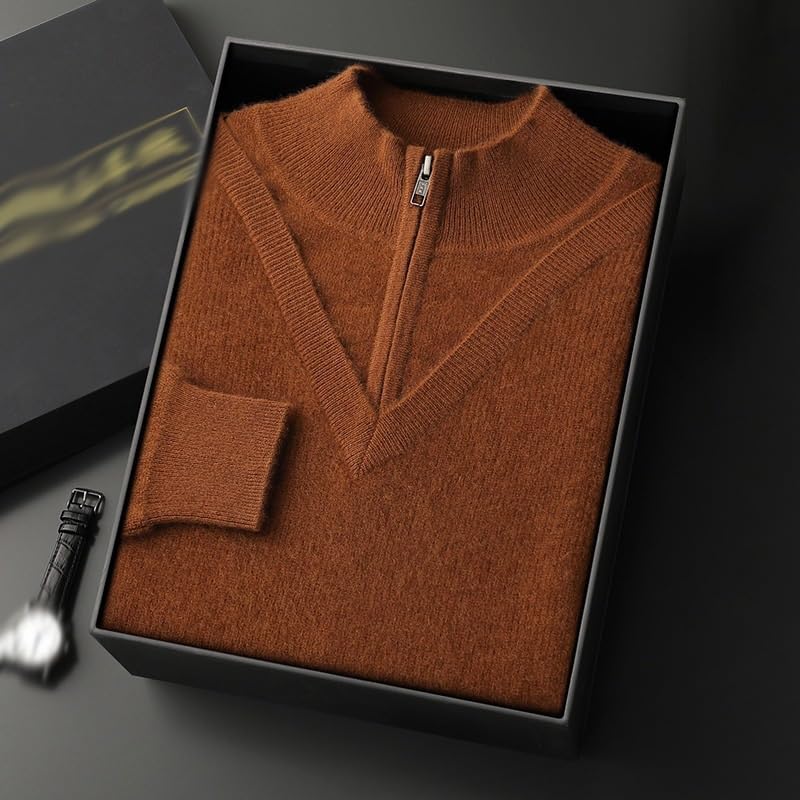 Cashmere Sweater Men's Thickened Long Sleeve Half-Zipper Pullover Business Casual Knitted Sweater2