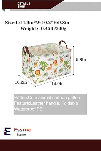 Miniatura 7 de Essme Cesta rectangular de almacenamiento para bebé, canasta verde, organizador de almacenamiento para guardería con asas para decoración de selva,
