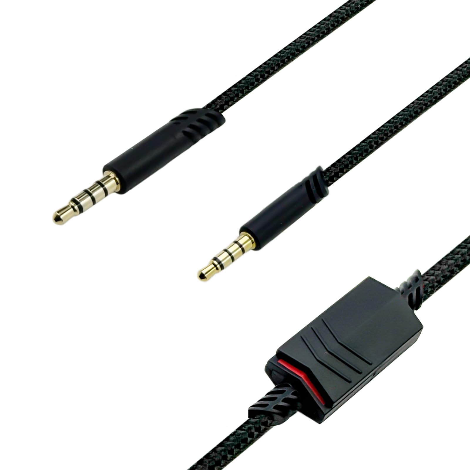 3.5mm Jack naar 3.5mm Jack (Female) Gevlochten Aux Kabel Zwart 1 Meter