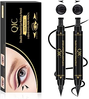 Winged Eyeliner Stamp, 2 Pcs Black Cat Eye Liners Pen, Liquid Waterproof Eyeliner, Stamp Winged Eyeliner for Perfect Cat Eye Stamp Eyeliner Smudge-Proof, Long Lasting for Makeup