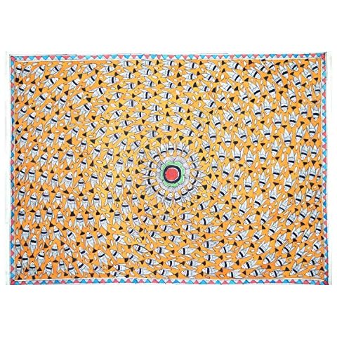 Craftuno Traditional Madhubani Painting Depicting Family Of Fish Cover