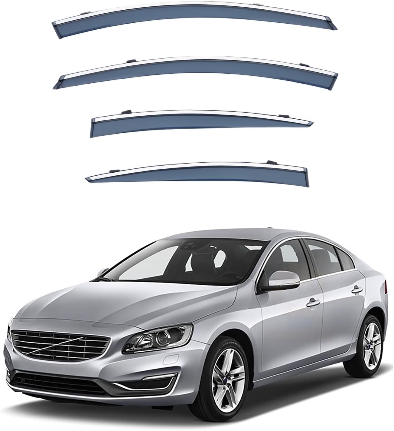 nwsplmy Wind Deflectors for Volvo S60 2011-2018, Rain Guards Window Visors, 4-Piece, Protects Against Fading & Cracks