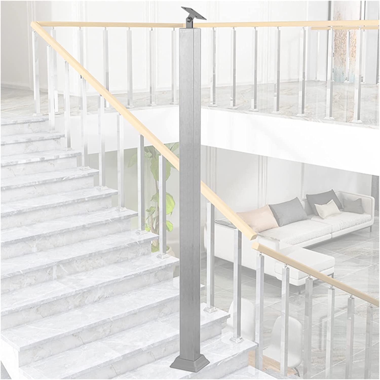 LWJSOCP Stainless Steel Handrails Balustrade Posts for Staircase Silver Balusters with Floor Mount Ideal for Indoor and Outdoor Stairs Remodeling