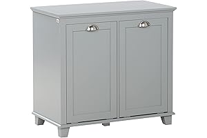 HOMCOM Dual Tilt Out Laundry Hamper Cabinet