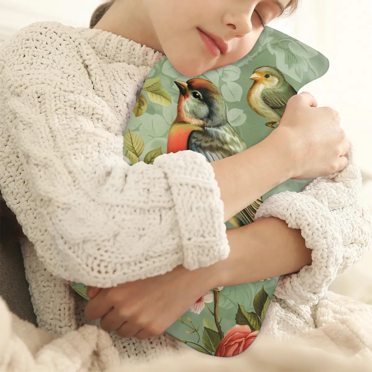 Hot Water Bottle with Soft Cover,2L Fantastic Bird Hot Water Bag for Hot and Cold Compress, Hand Feet Warmer, Rubber Hot or Cold Water Bottle Halloween Christmas Decorations