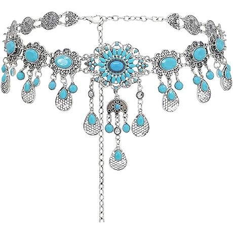 Turquoise Chain Belt: Vintage Western Style for Women