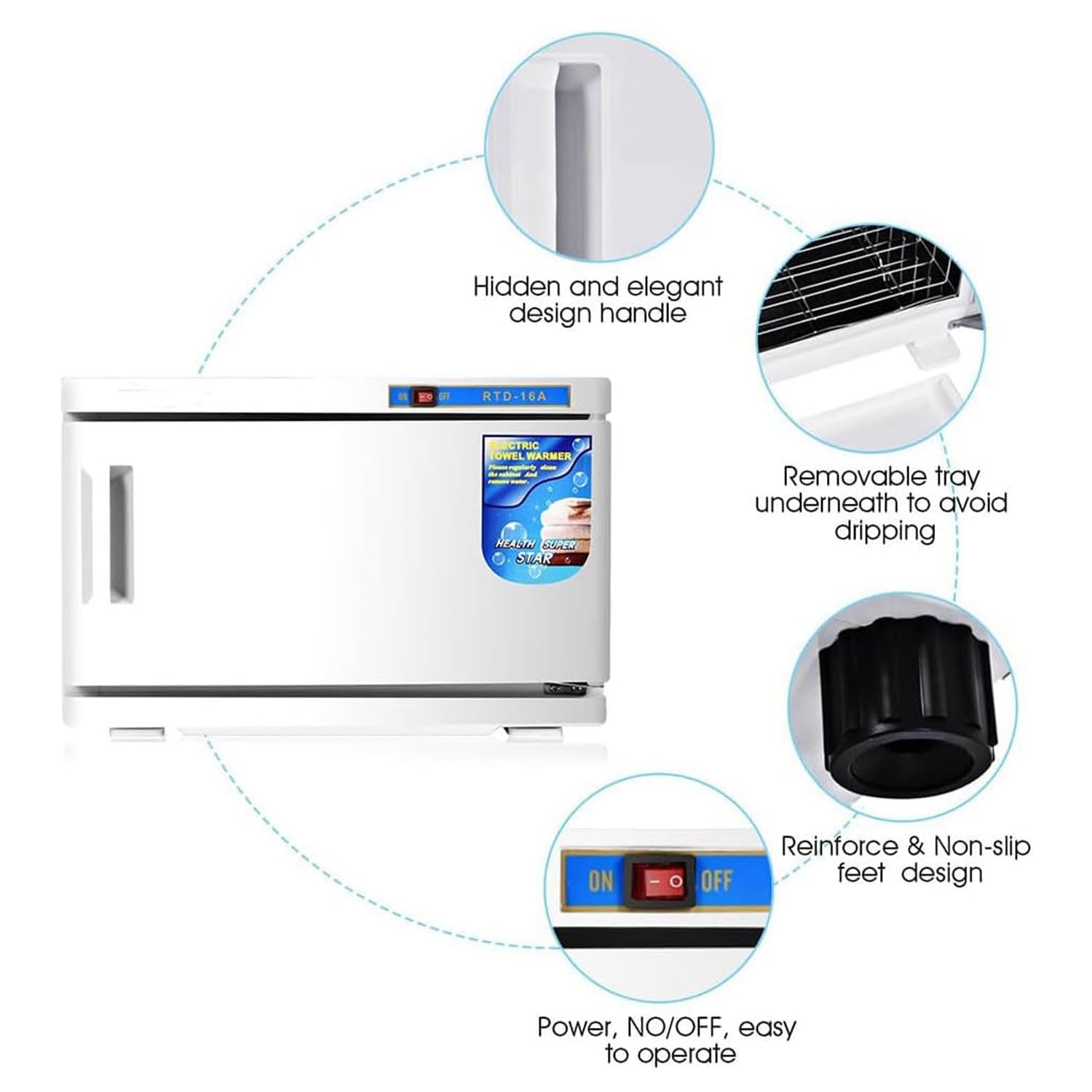 Calentador de toallas de gran capacidad de 25 litros/50 litros, calentador de toallas con calefacción UV, desinfección con bandeja de goteo de agua extraíble y pies antideslizantes, para salón de
