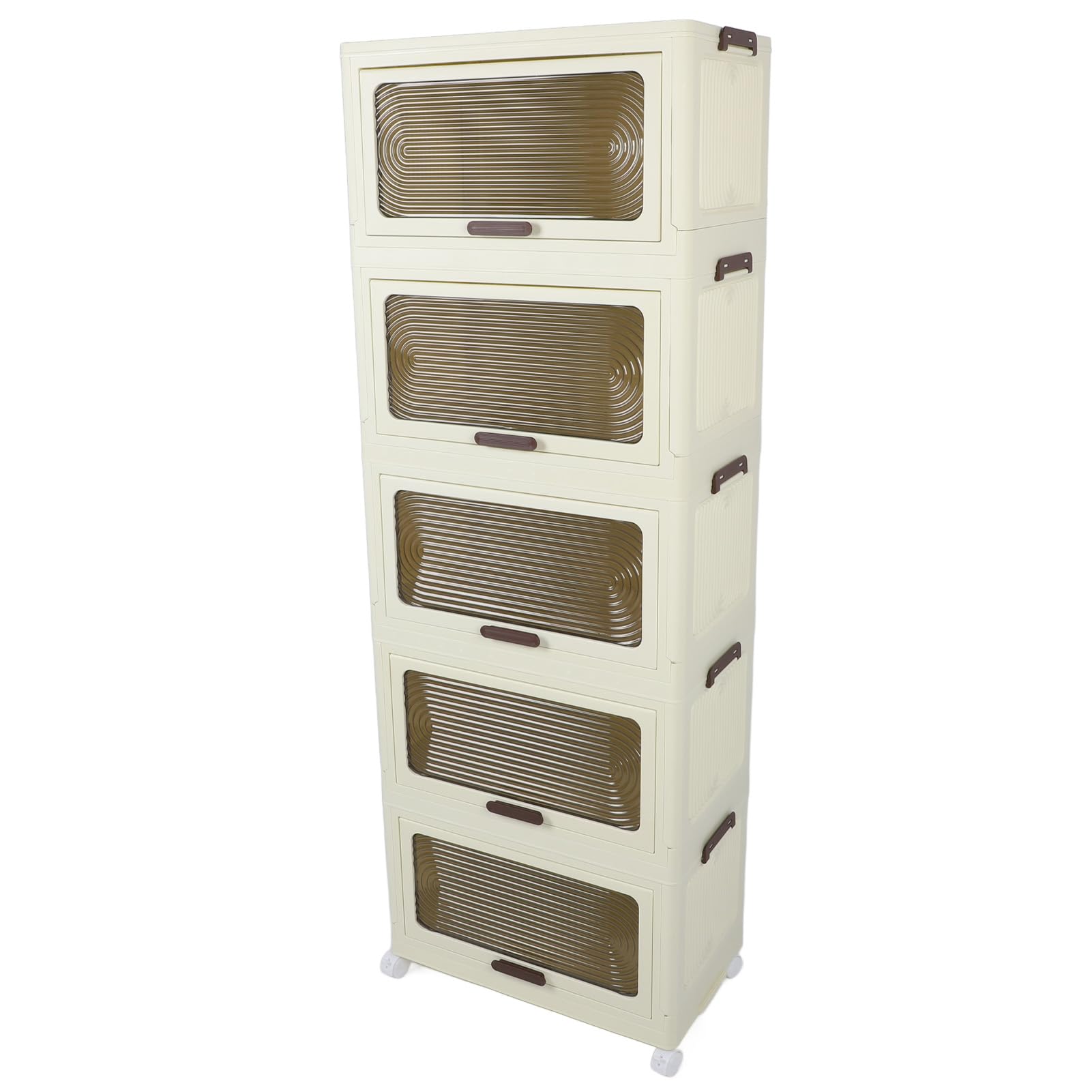 Contenitori impilabili con coperchio, resistenti, pieghevoli, per camera da letto, cucina, bagno, organizzazione, 17 pezzi (5 ripiani)