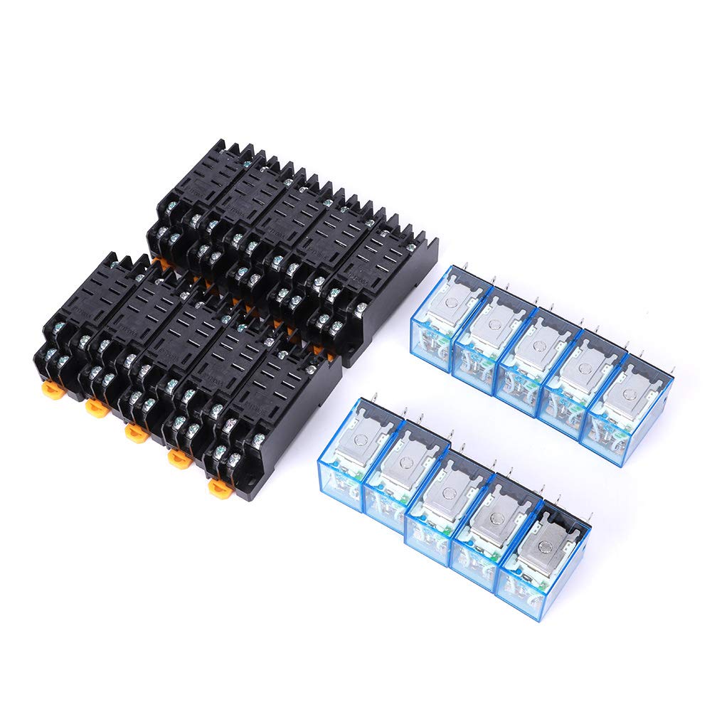 Set di relè, 10Pcs Relè a 8 pin + Set di base Bobina Componente elettronico di alta qualità LY2NJ DC 24V
