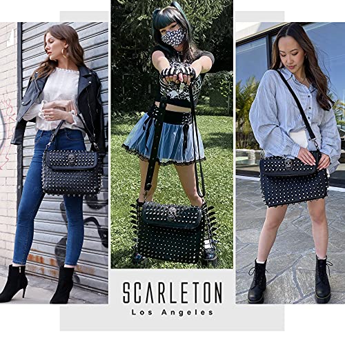 Scarleton H1417 Studded Skull Bag For Women, Vegan Leather Gothic Punk Rock Rivet Shoulder Bag thumb #6