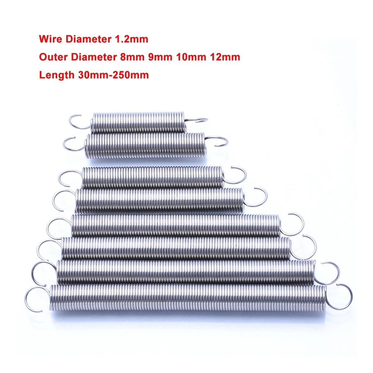Metal Springs 1/2pcs 304 Stainless Steel Tension Spring Wire Dia 1.2mm S Hook Cylindroid Helical Pullback Expand Spring Long 30mm - 250mm(60mm (2pcs),9MM_1.2MM)