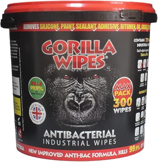 Gorilla Wipes Original Bucket Of 300 Wipes / AntiBacterial/MultiSurface/Hand Wipes Amazon