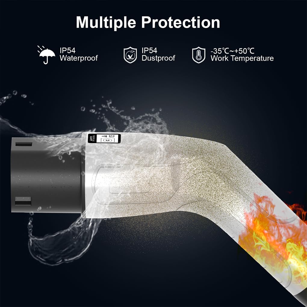 Cable de Carga fiable para vehículos eléctricos, 5M 16A 3.5KW Negro 1P | carga tipo 2 a EV práctico, completo con bolsa de viaje. Extensión para EV con bolsa de transporte.