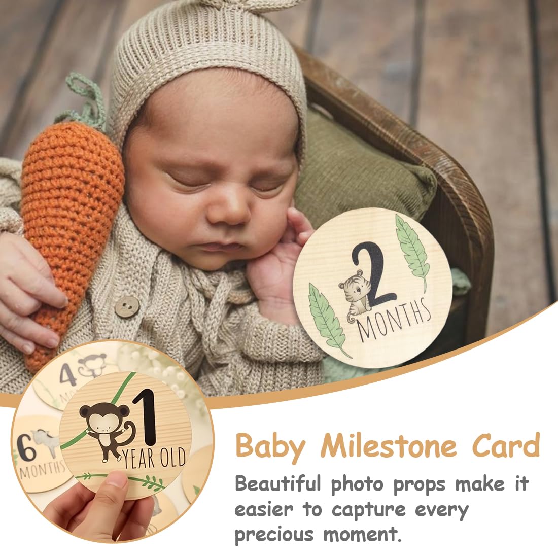 7 Disques en Bois Cartes Étapes Bébé en Français - Cadeau de Naissance/Pour Baby Shower pour Femmes Enceintes, Futures Mamans et Parents