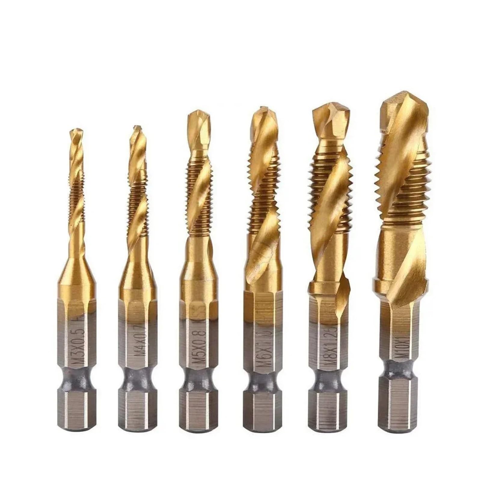 Tap Bit M3-M10, Spiral Flutes Efficient Woodworking, Plastic Aluminum Drilling 1PC(M10x1.5)