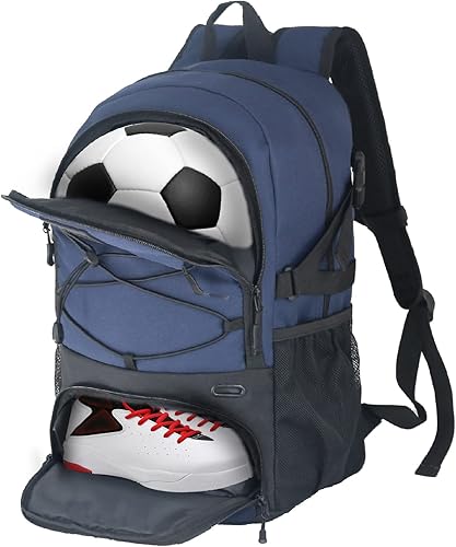 Mochila de fútbol con compartimento para pelotas y compartimento para zapatos, mochila para baloncesto